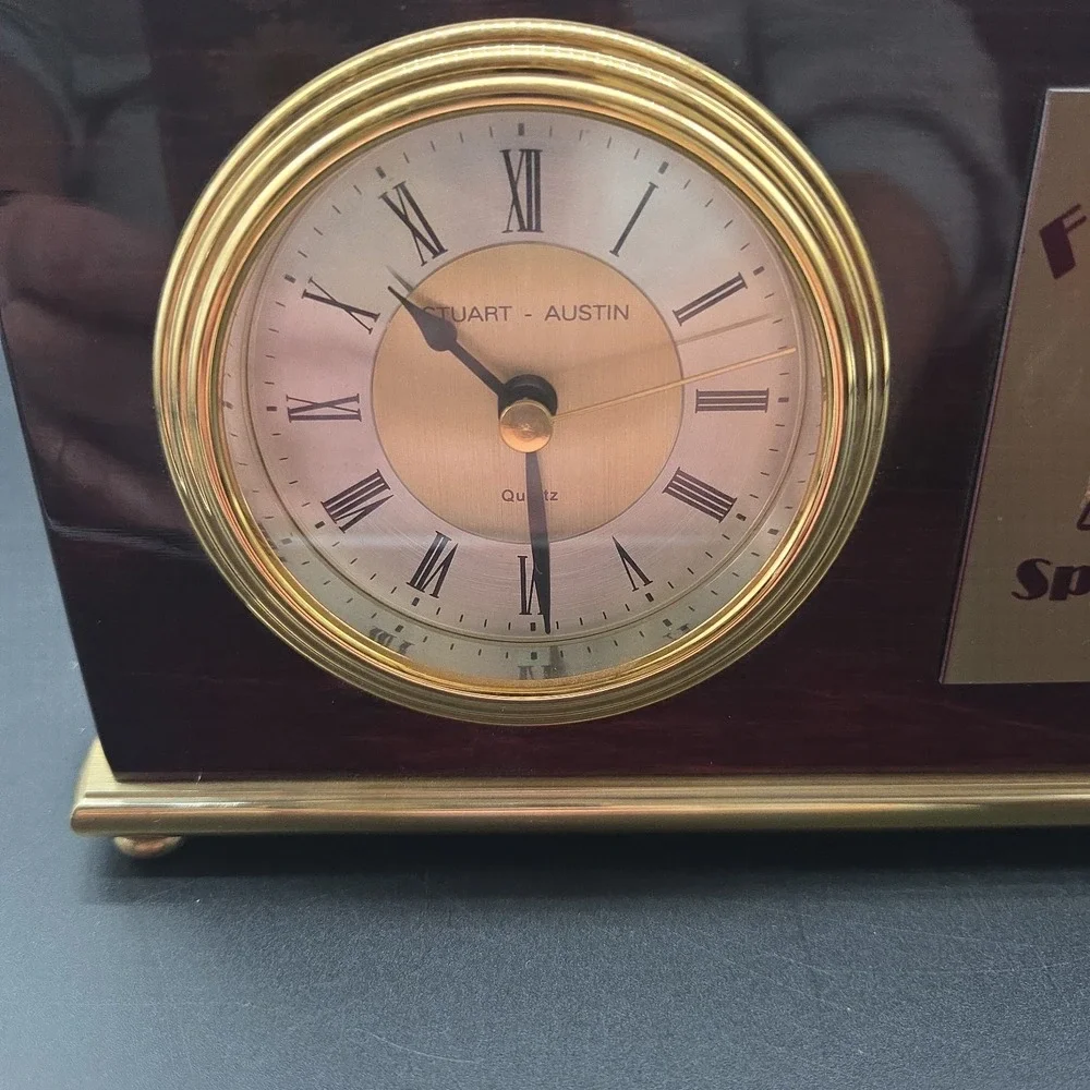 Vintage 1999 Flashback Cruz Car Show Award, Rosewood Piano Finish Desk Clock